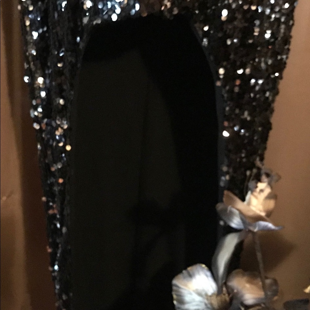 Black & Silver Sequined High-Low Dress-NWT - Picture 5 of 7